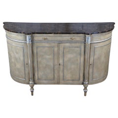 Maitland Smith French Neoclassical Faux Marble Demilune Buffet Server Sideboard