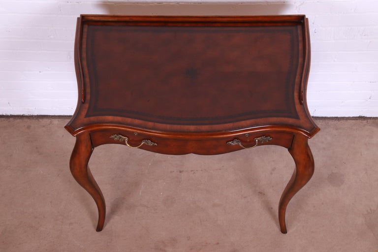Maitland Smith French Provincial Louis XV Mahogany Leather Top Writing Desk For Sale 8