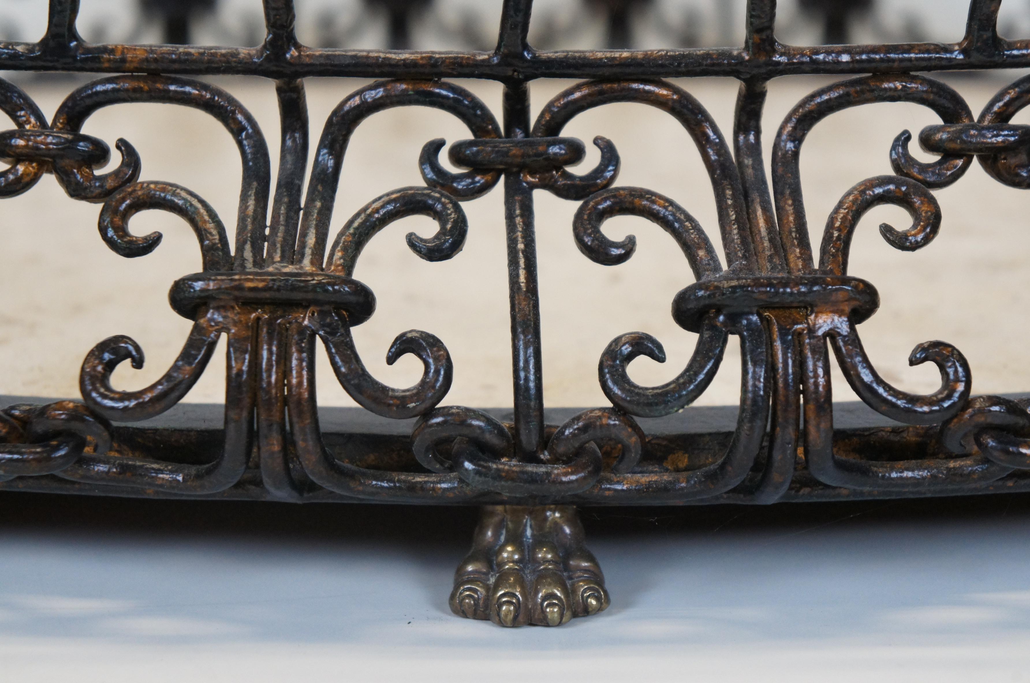 Maitland Smith Galerie de bar en fer forgé de style provincial français & Tavertine Tray 29