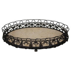Maitland Smith French Provincial Wrought Iron & Tavertine Bar Gallery Tray 29"
