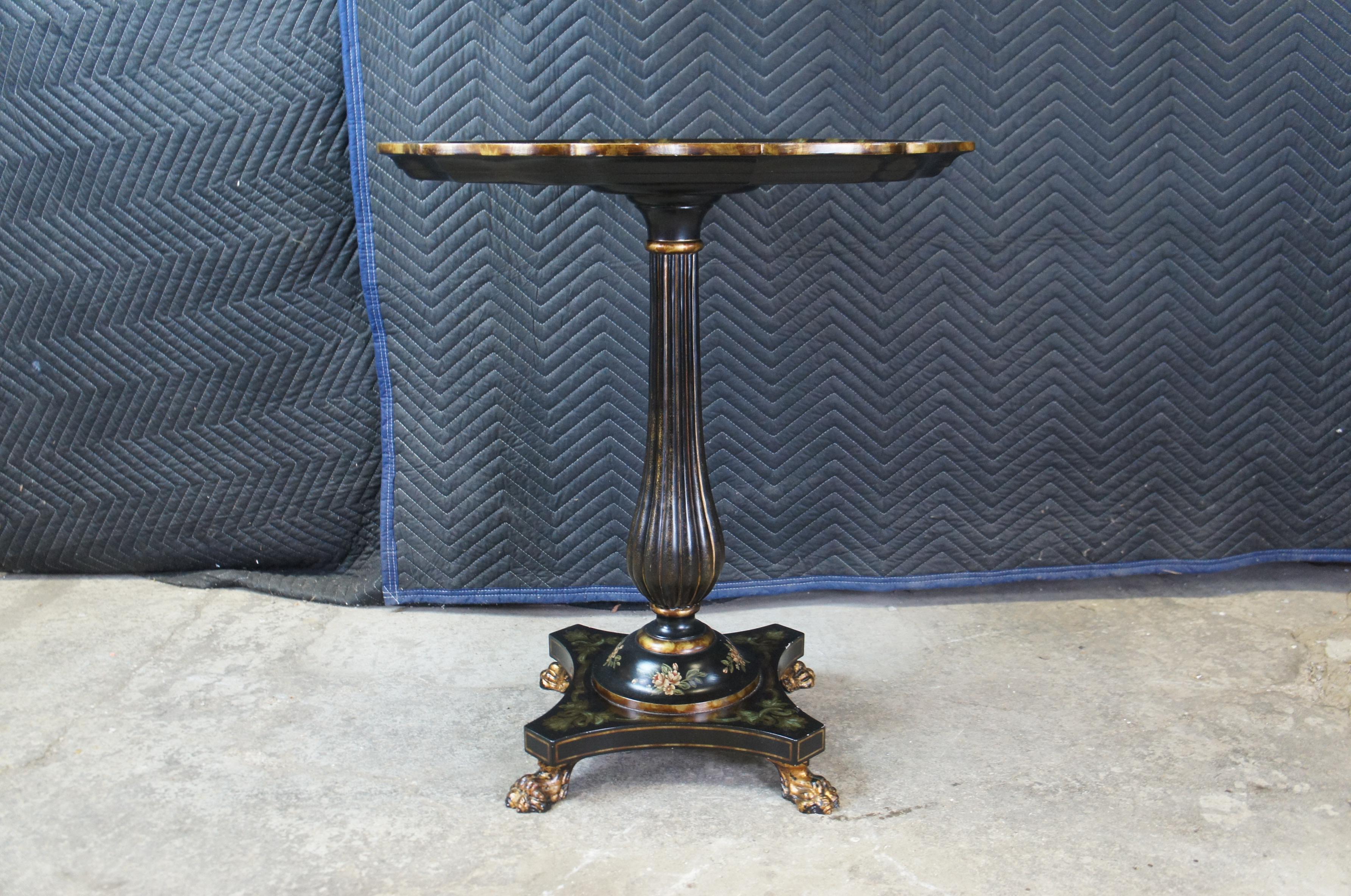 Maitland Smith French Victorian Scalloped Pedestal Side Table Stand Paw Feet 4