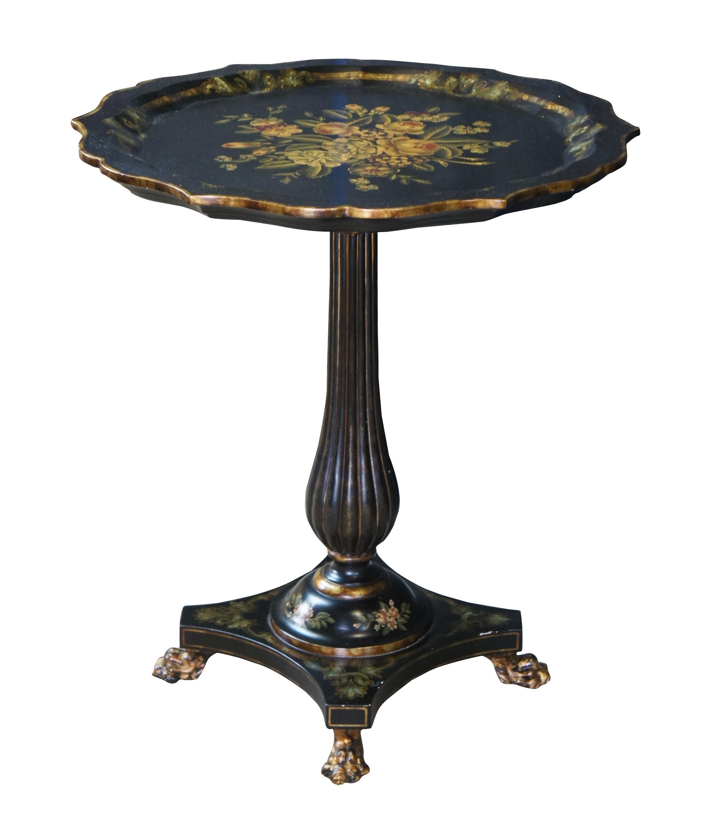Empire Maitland Smith French Victorian Scalloped Pedestal Side Table Stand Paw Feet
