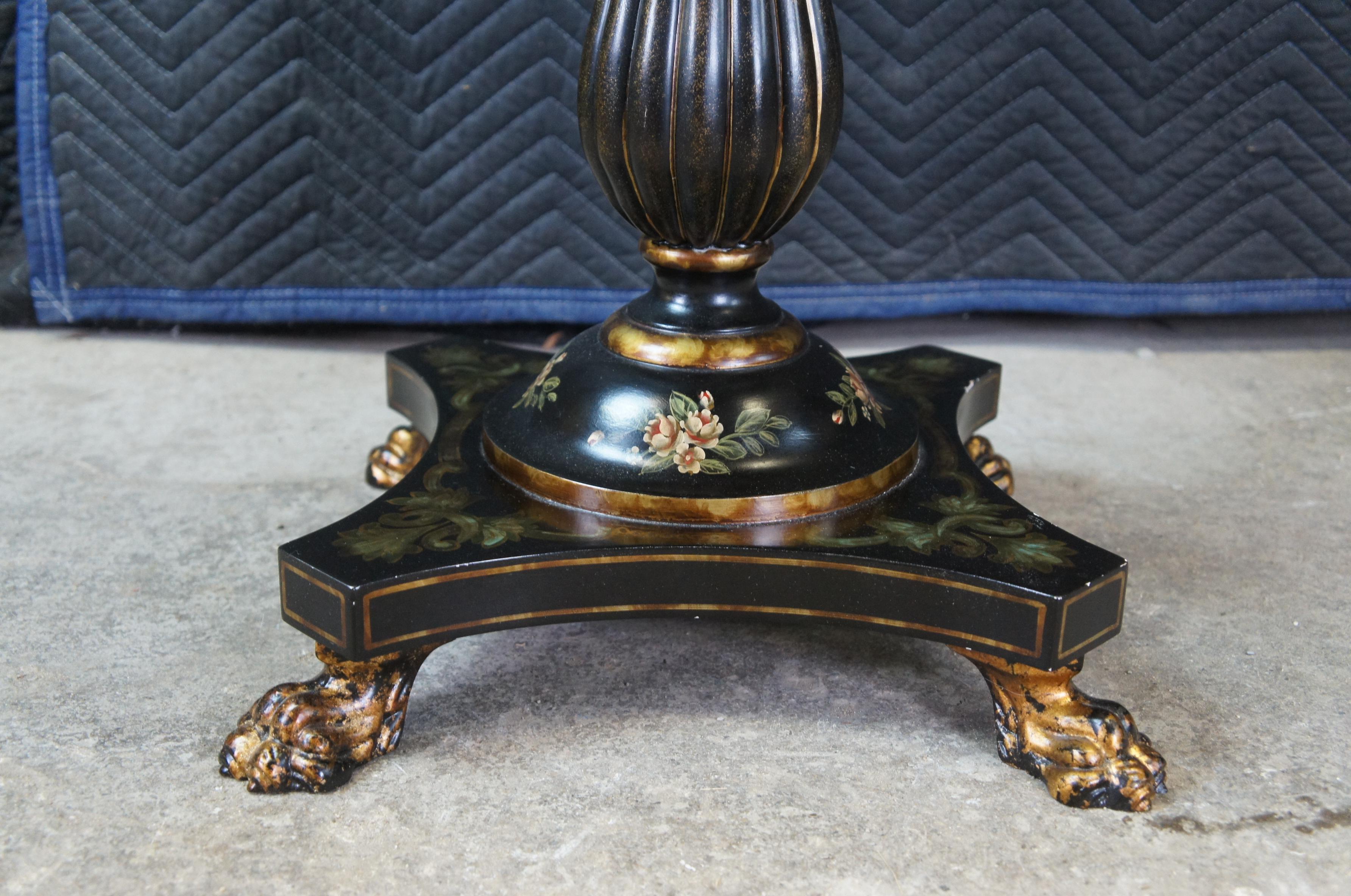 Maitland Smith French Victorian Scalloped Pedestal Side Table Stand Paw Feet In Good Condition In Dayton, OH