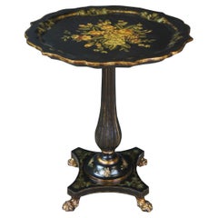 Maitland Smith French Victorian Scalloped Pedestal Side Table Stand Paw Feet