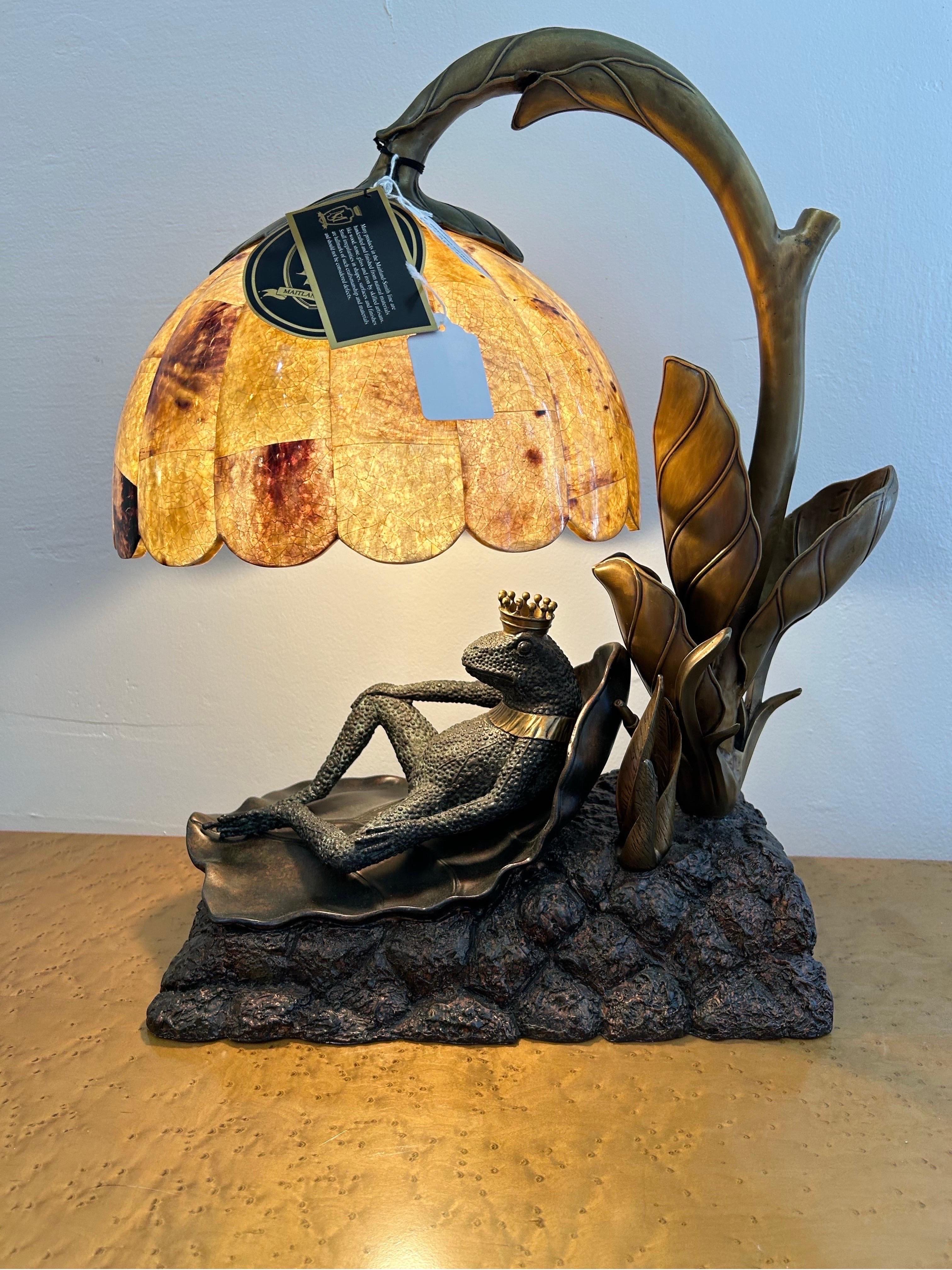 Maitland Smith frog prince lamp with pen shell shade For Sale 5