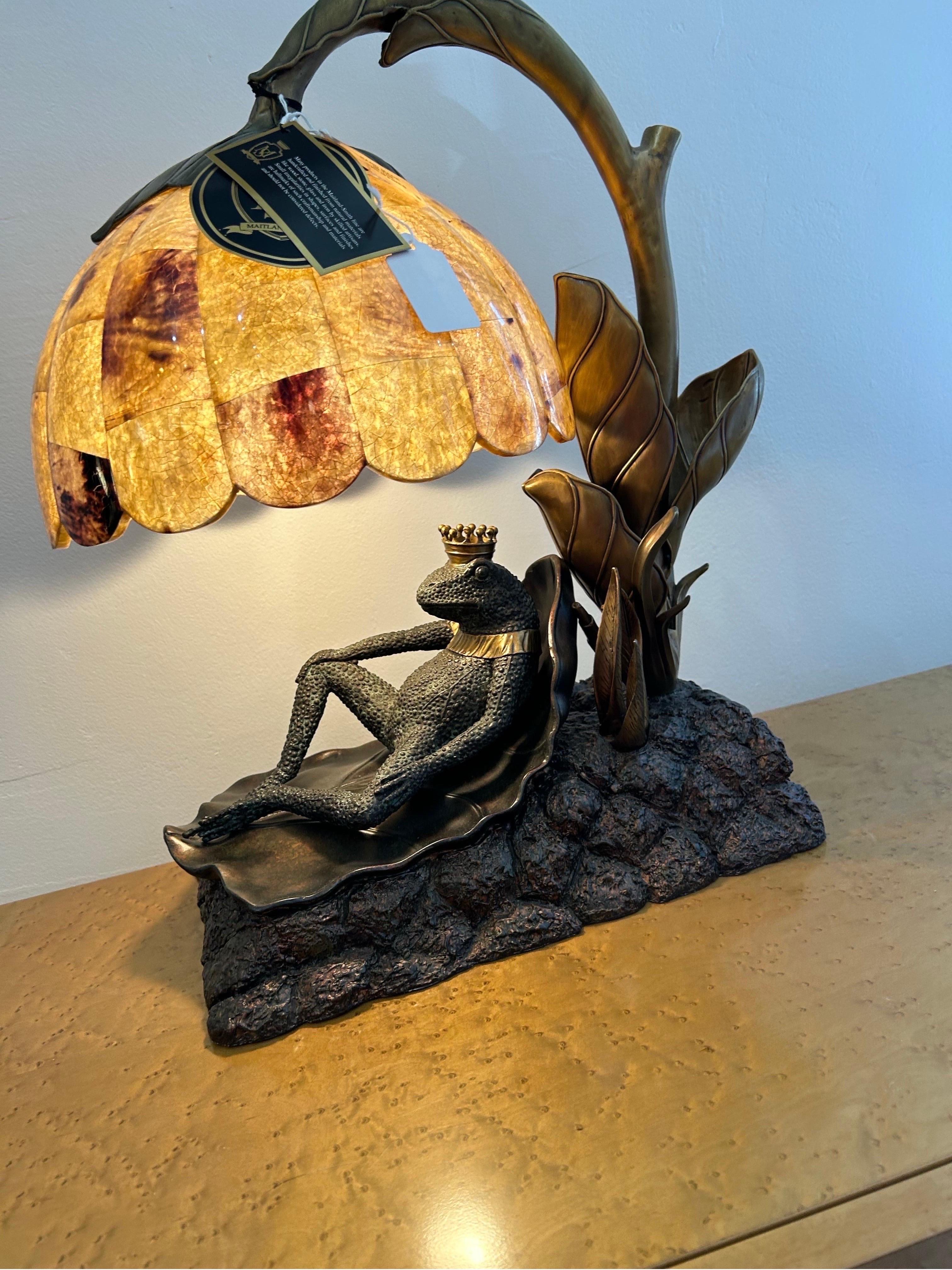 Maitland Smith frog prince lamp with pen shell shade 7