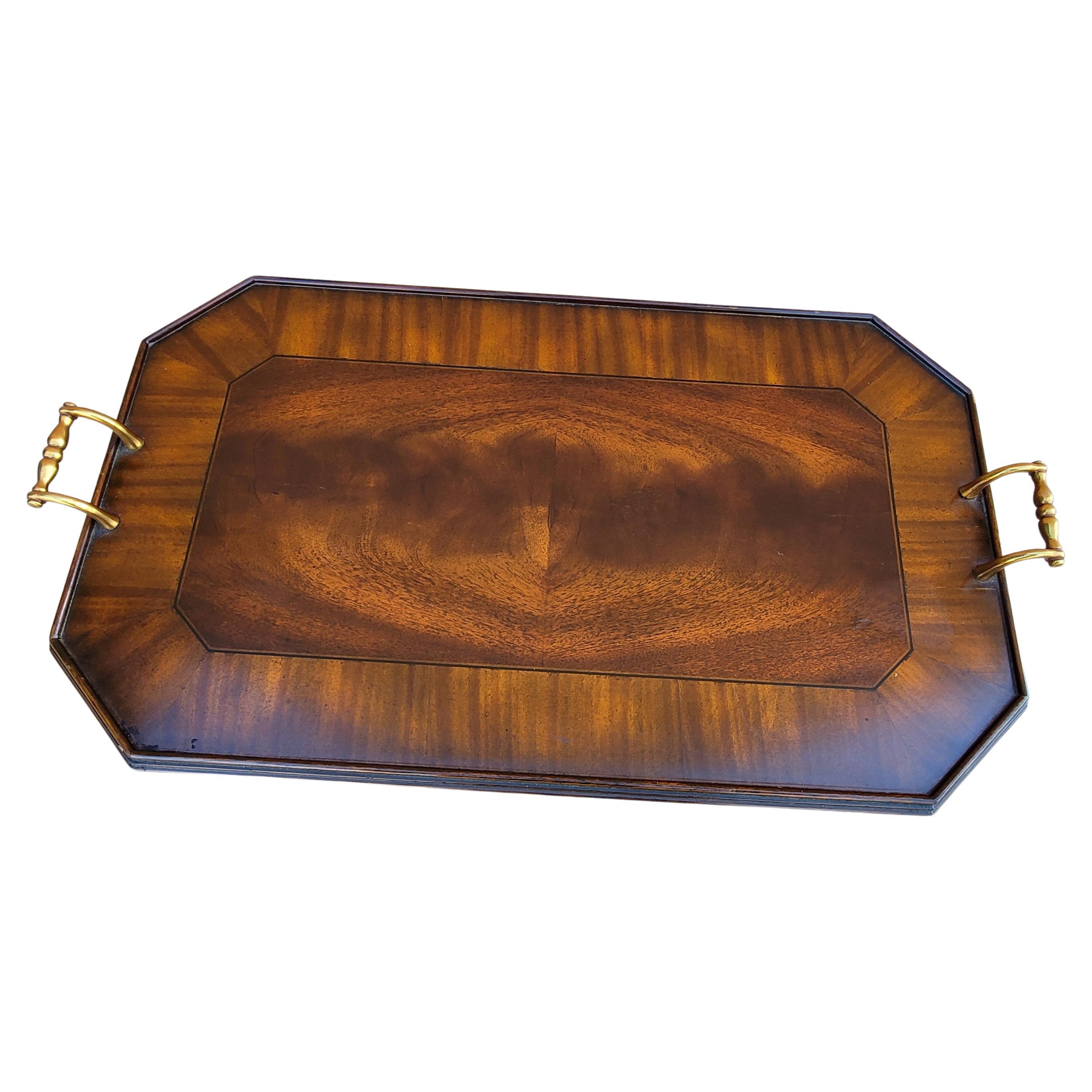 Maitland-Smith George III Hand Made Inlaid Banded Flame Mahogany Serving Tray