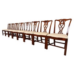 Maitland Smith Georgian Carved Mahogany Dining Chairs, Set of Eight