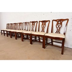 Maitland Smith Georgian Carved Mahogany Dining Chairs, Set of Eight