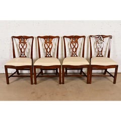 Maitland Smith Georgian Carved Mahogany Dining Chairs, Set of Four