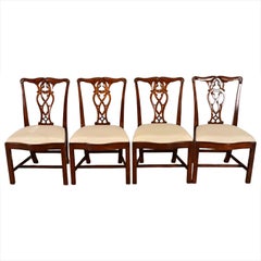 Maitland Smith Georgian Carved Mahogany Dining Chairs, Set of Four