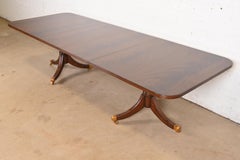 Maitland Smith Georgian Flame Mahogany Double Pedestal Dining Table, Refinished