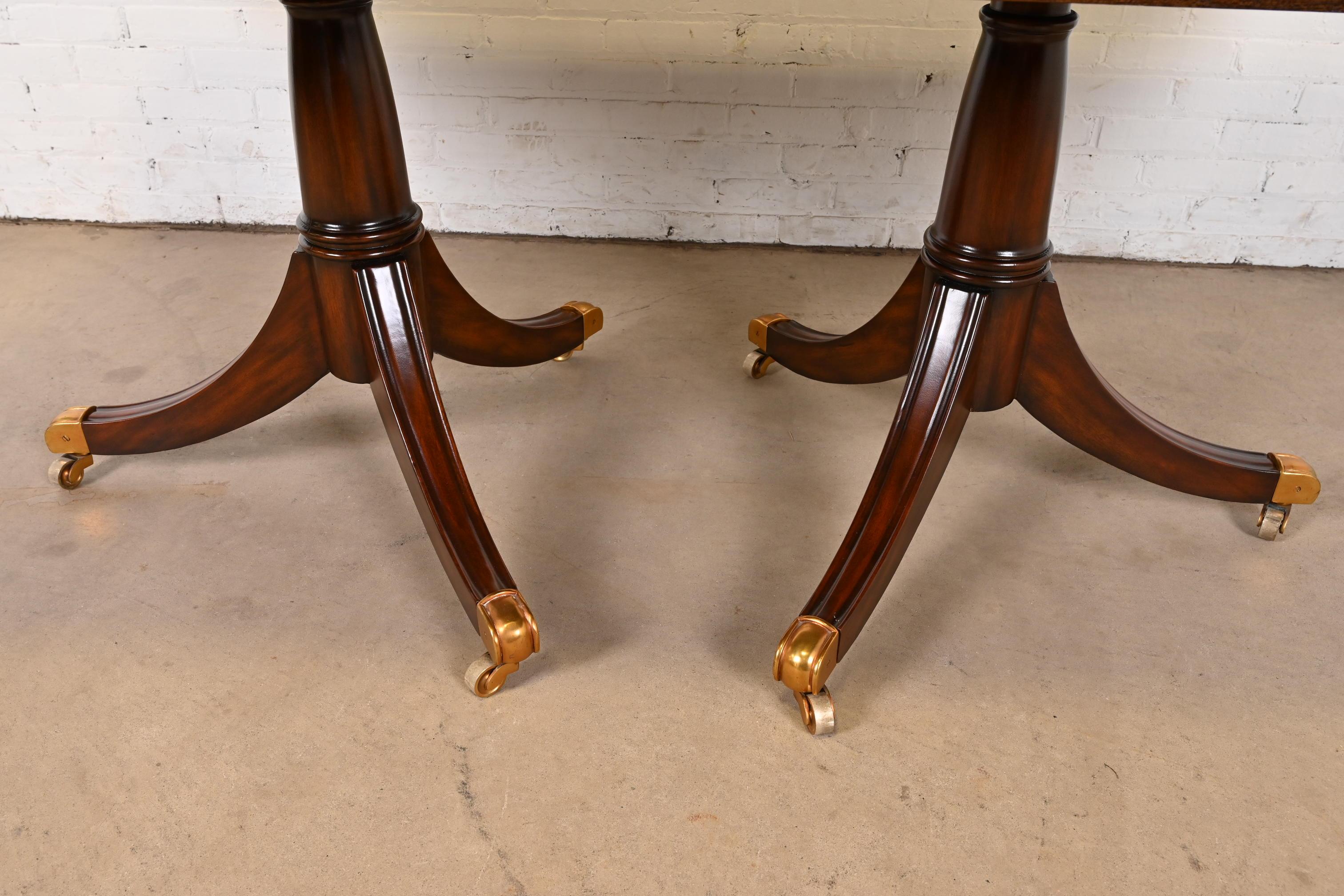 Maitland Smith Georgian Flame Mahogany Double Pedestal Extension Dining Table 4