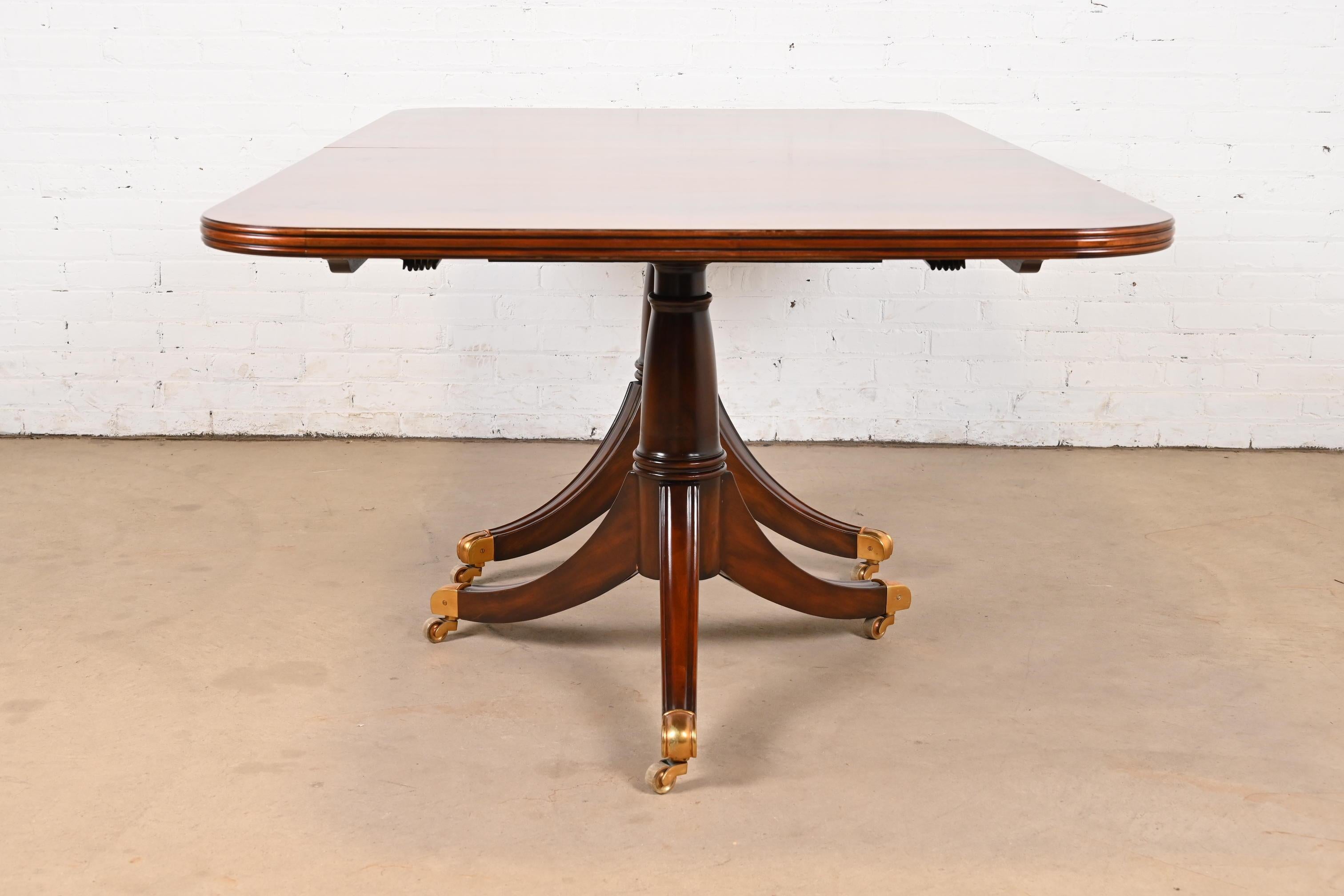 Maitland Smith Georgian Flame Mahogany Double Pedestal Extension Dining Table 5