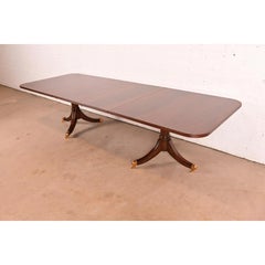 Maitland Smith Georgian Flame Mahogany Double Pedestal Extension Dining Table