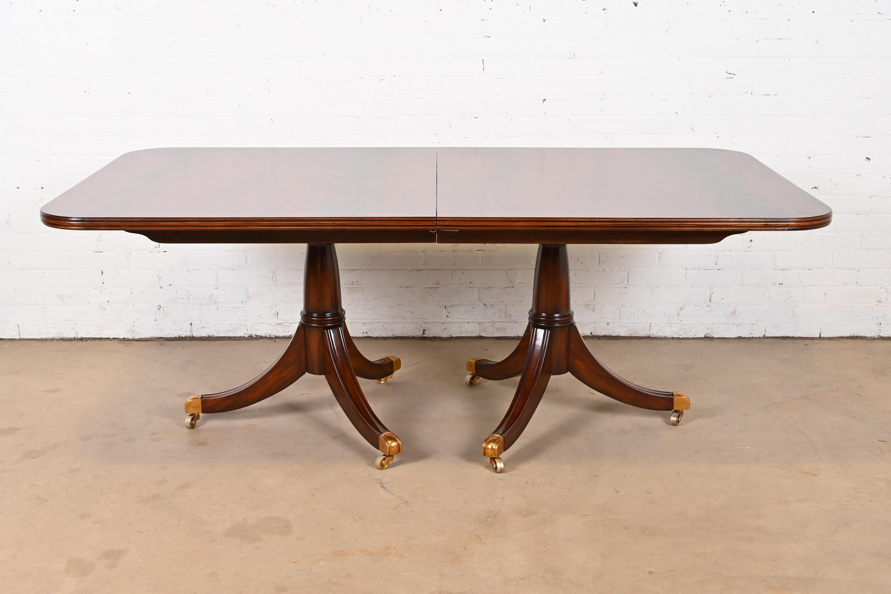 Maitland Smith Georgian Flame Mahogany Double Pedestal Extension Dining Table 1