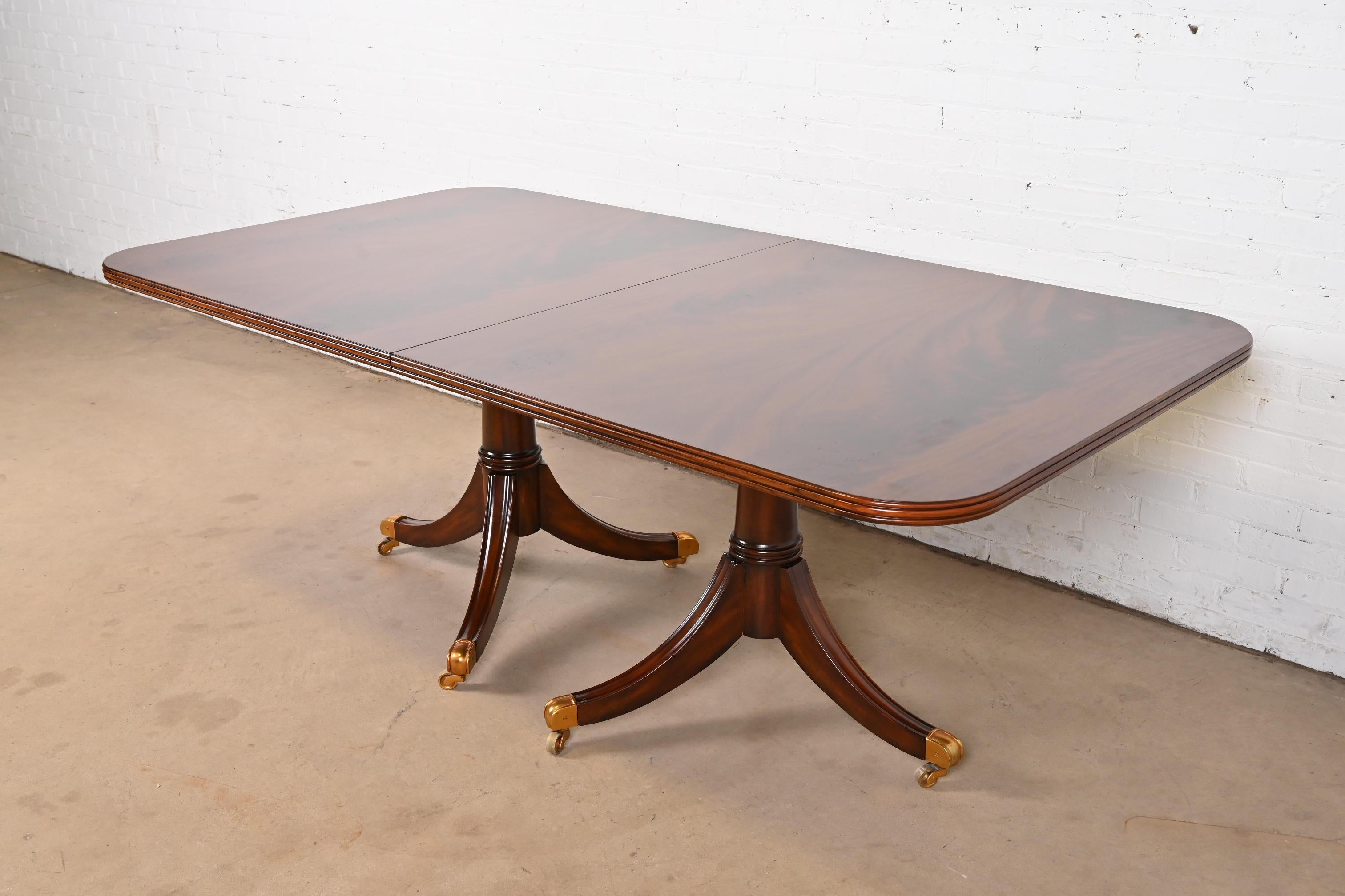 Maitland Smith Georgian Flame Mahogany Double Pedestal Extension Dining Table 2