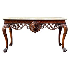 Mesa consola de mármol teselado de madera de frutal tallada de estilo georgiano Maitland Smith