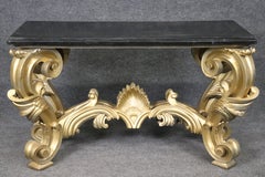 Maitland Smith Gilded Tessellated Marble Italian Rococo Style Console Table