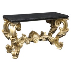 Maitland Smith Mesa consola de mármol teselado dorado de estilo rococó italiano