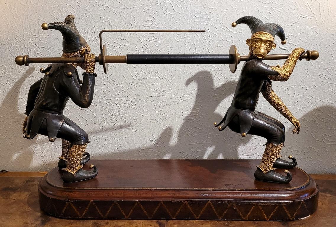 Maitland Smith Gilt Bronze Monkey Paper Towel Holder In Good Condition For Sale In Dallas, TX