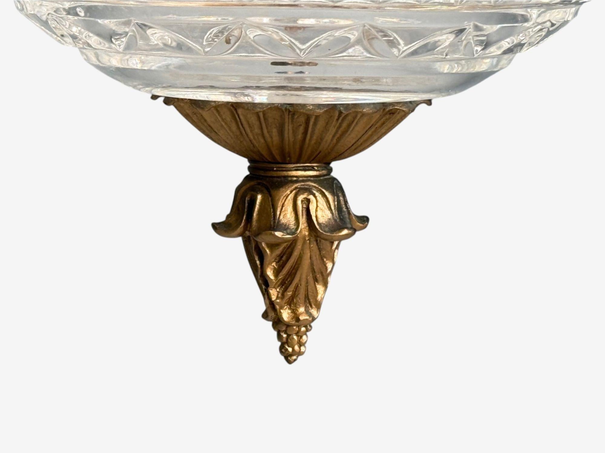 Maitland Smith, Gilt Metal, Glass, Greek Key Motif, Pendant Light, 21st C. For Sale 2