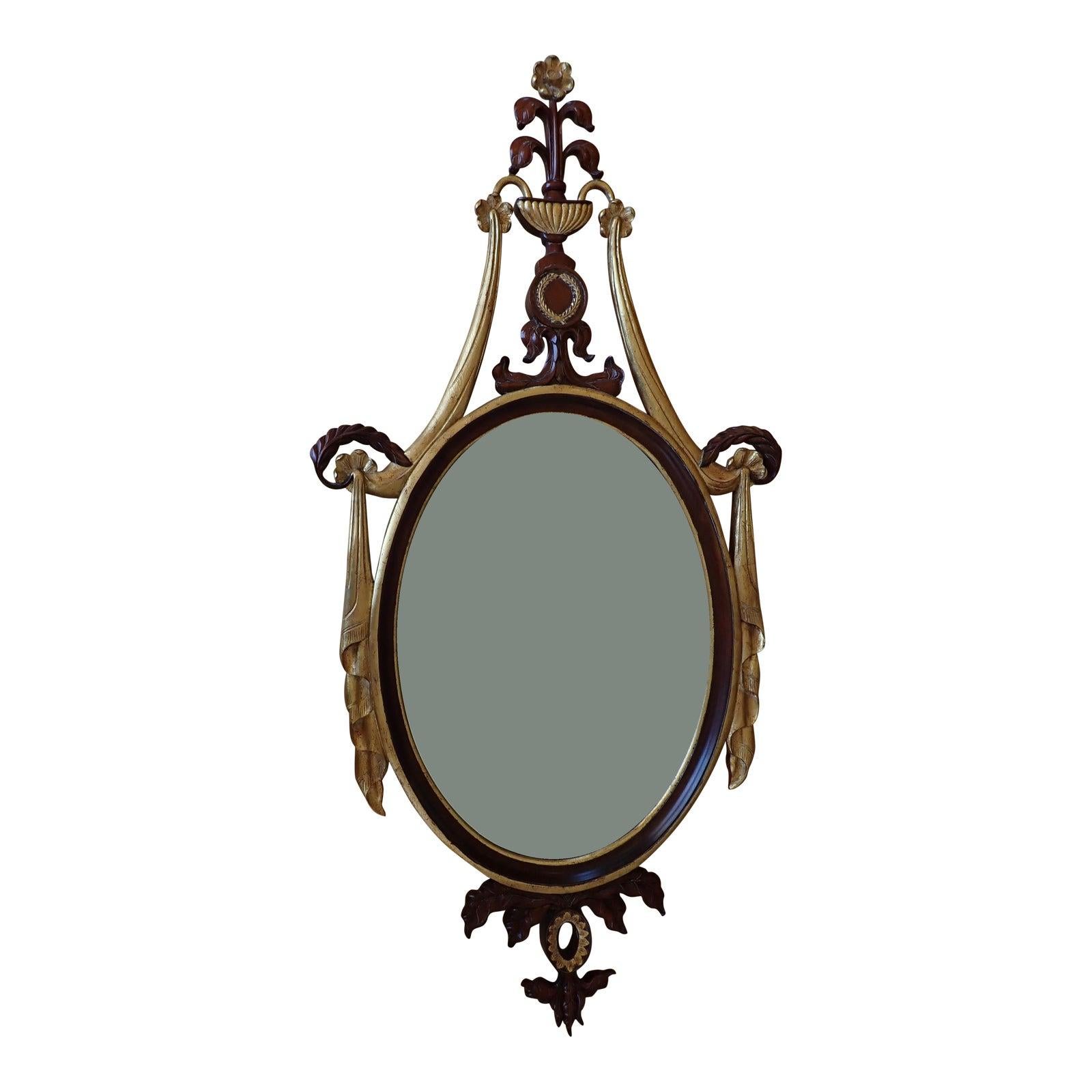 Maitland-Smith Gilt  Hand Carved Mahogany Classical Mirror For Sale