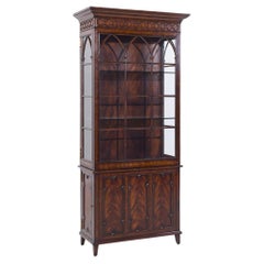 Maitland Smith Gothic Revival Mahogany Bookcase China Cabinet