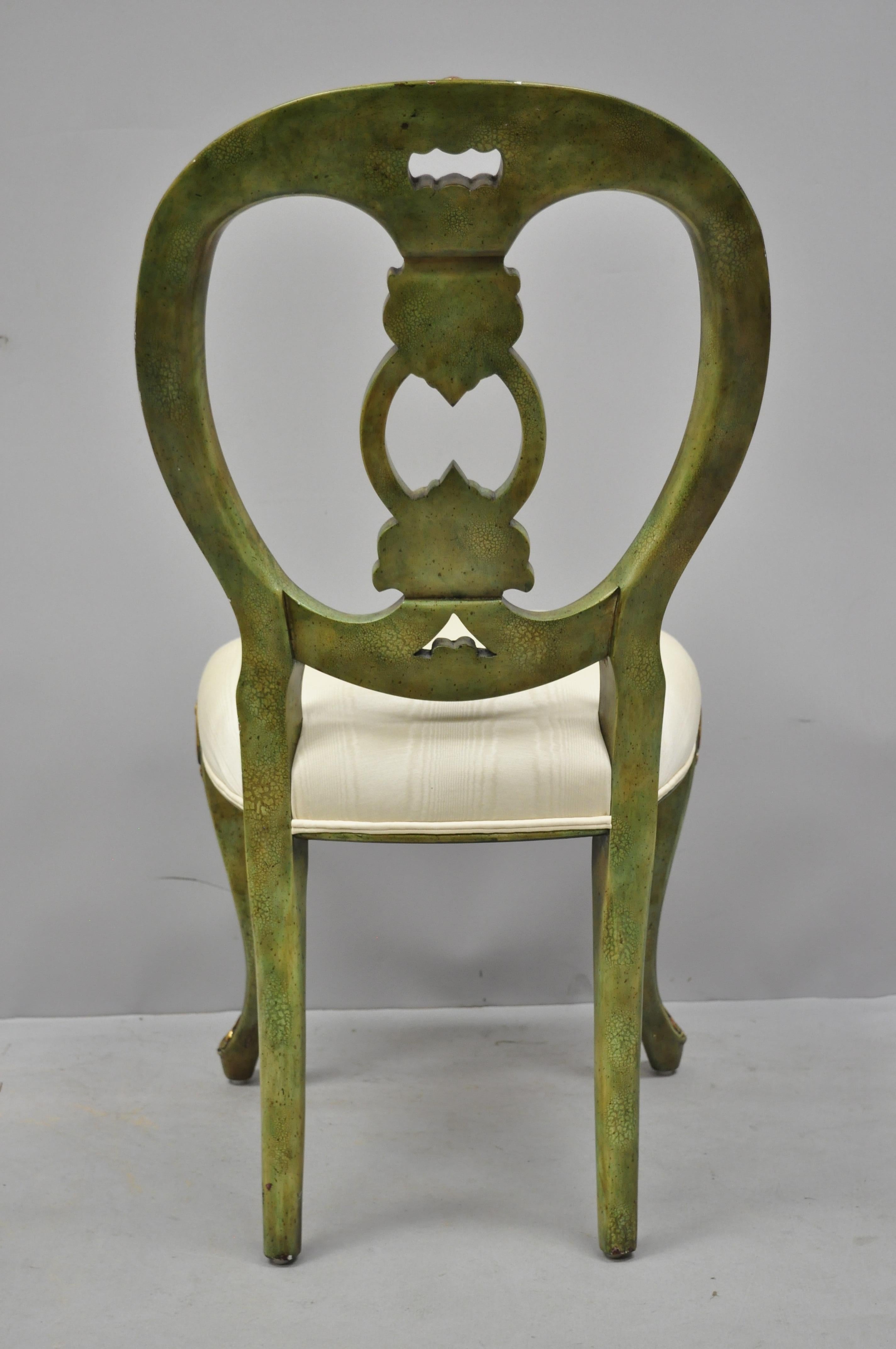 Maitland Smith Green and Gold Painted French Rococo Victorian Style Accent Chair 2