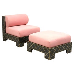 MAITLAND SMITH Green/Black Tessellated Marble Two Piece Chaise Lounge