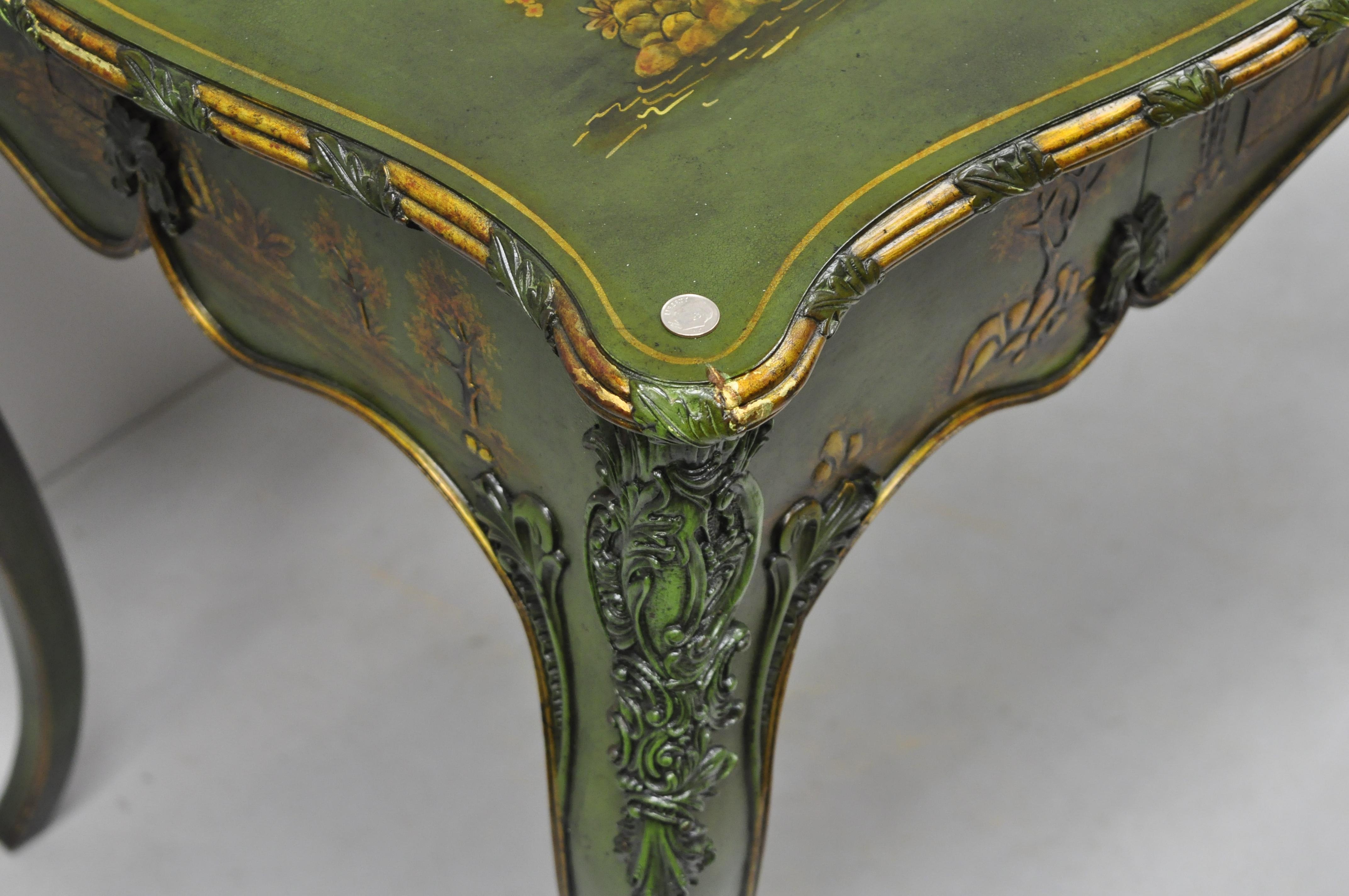 Maitland-Smith Green Hand Painted Chinoiserie French Louis XV Style Desk 3