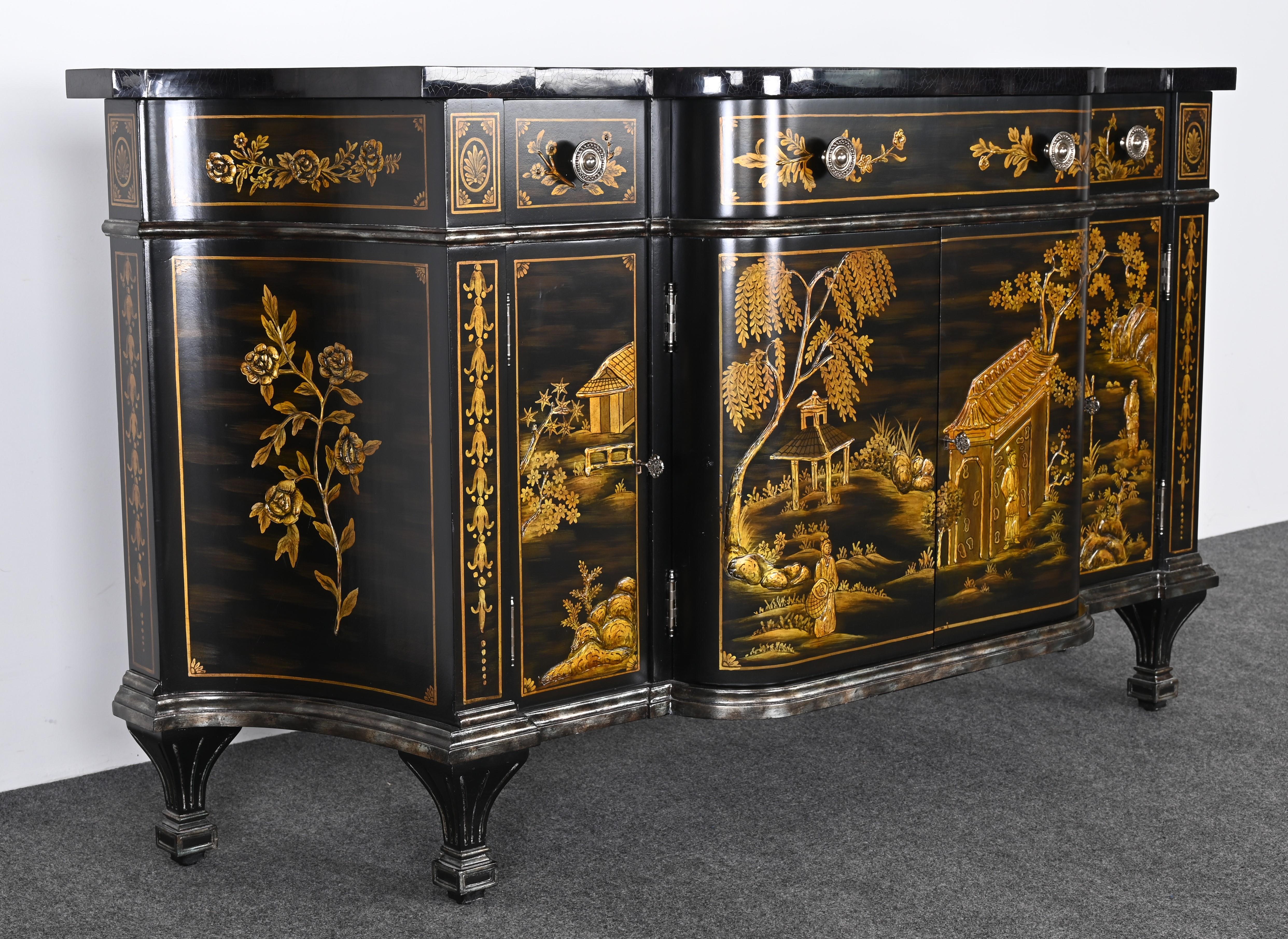 Maitland Smith Hand Painted Chinoiserie Commode or Credenza, 1990s 5