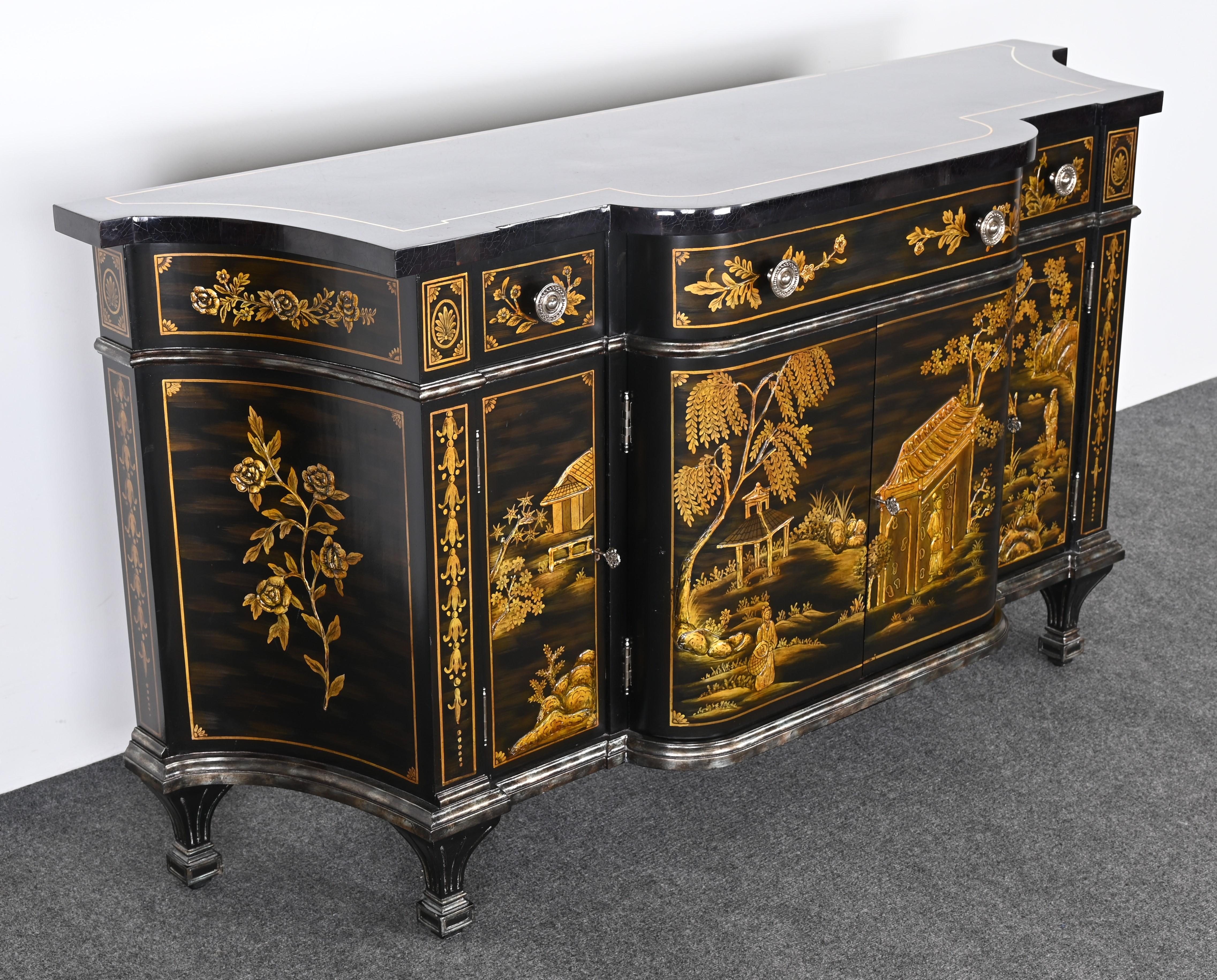 Maitland Smith Hand Painted Chinoiserie Commode or Credenza, 1990s 6