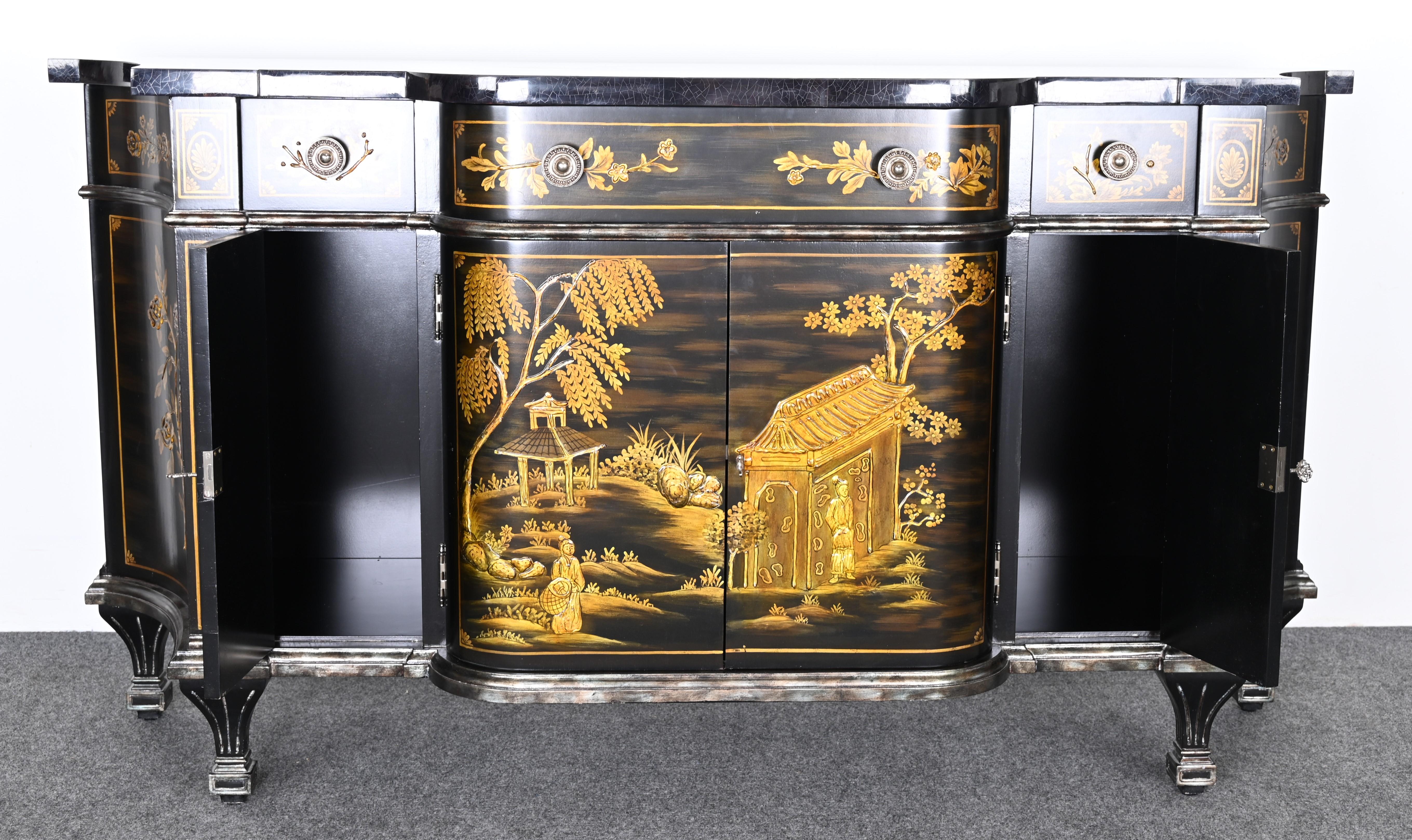 Maitland Smith Hand Painted Chinoiserie Commode or Credenza, 1990s 10