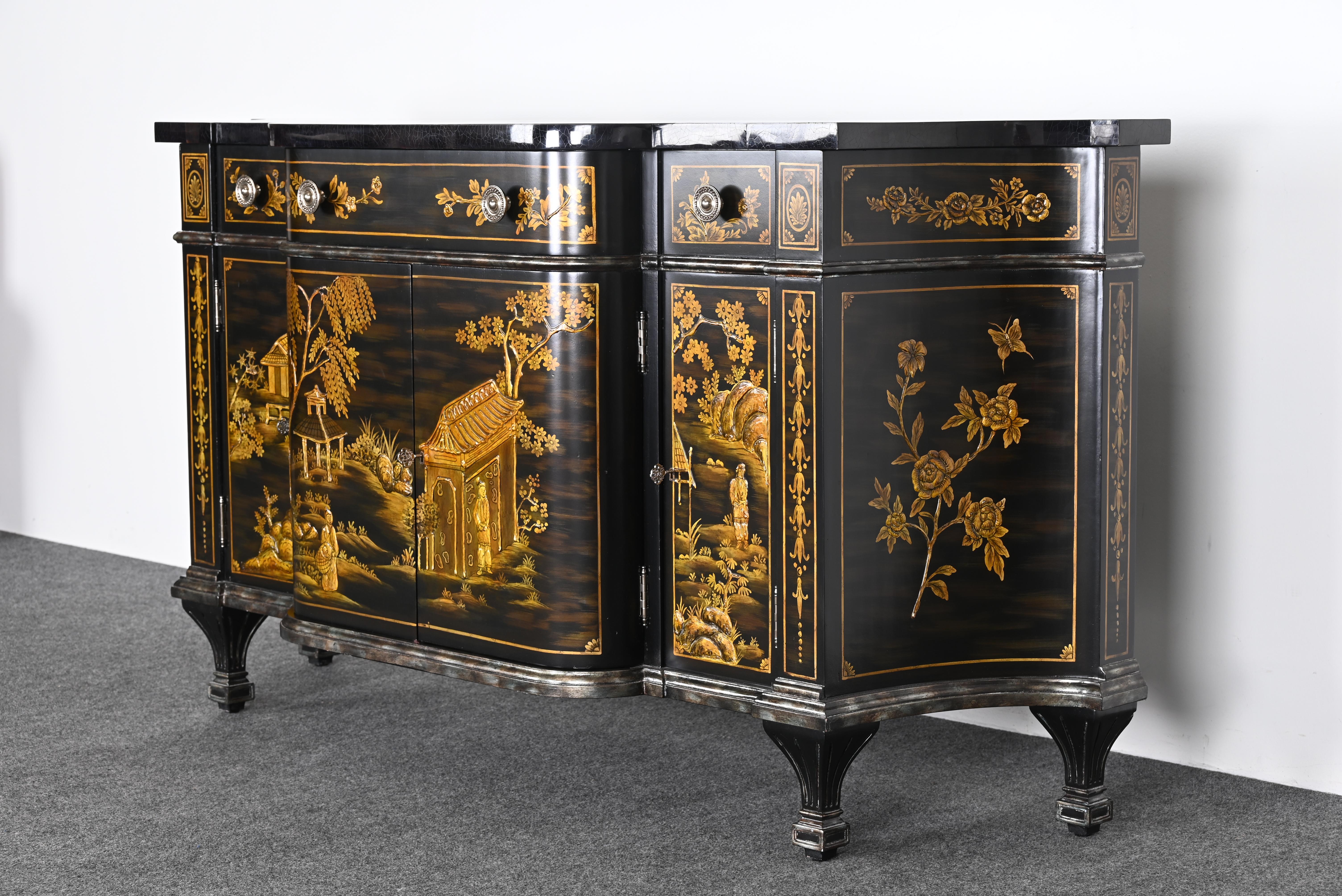 Hand-Painted Maitland Smith Hand Painted Chinoiserie Commode or Credenza, 1990s
