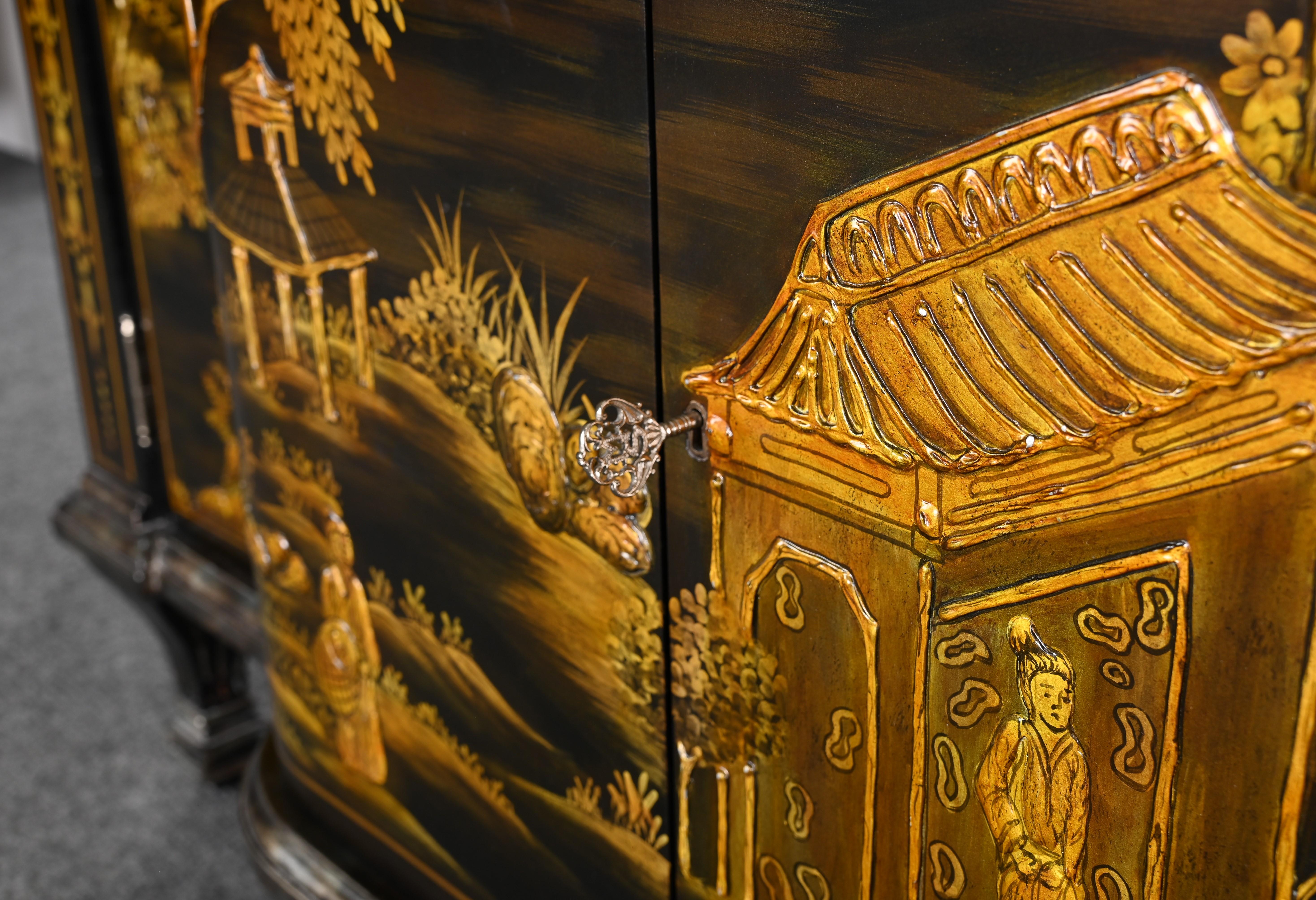 Maitland Smith Hand Painted Chinoiserie Commode or Credenza, 1990s 2
