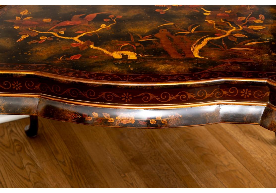 Gilt Maitland-Smith Hand Painted Chinoiserie Tea Table For Sale