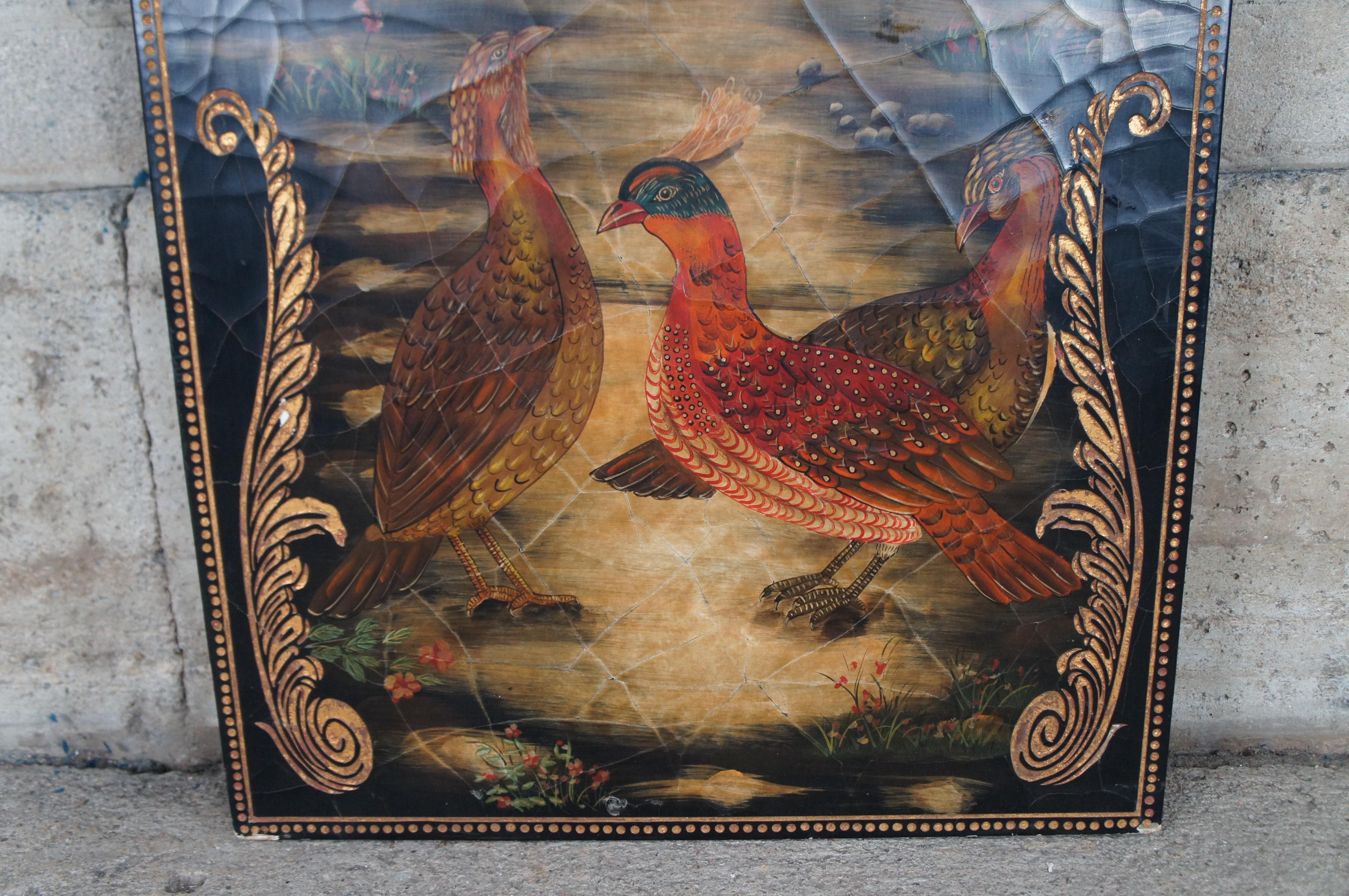 Maitland Smith Painted Monkey Landscape Crackled Coromandel Wall Panel 72