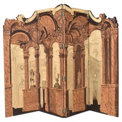 Maitland Smith Hand Painted Neoclassical 4-Panel Folding Screen Room Divider