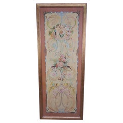 Maitland Smith Hand Painted Neoclassical Hanging Panel Oil on Board Flowers 68"