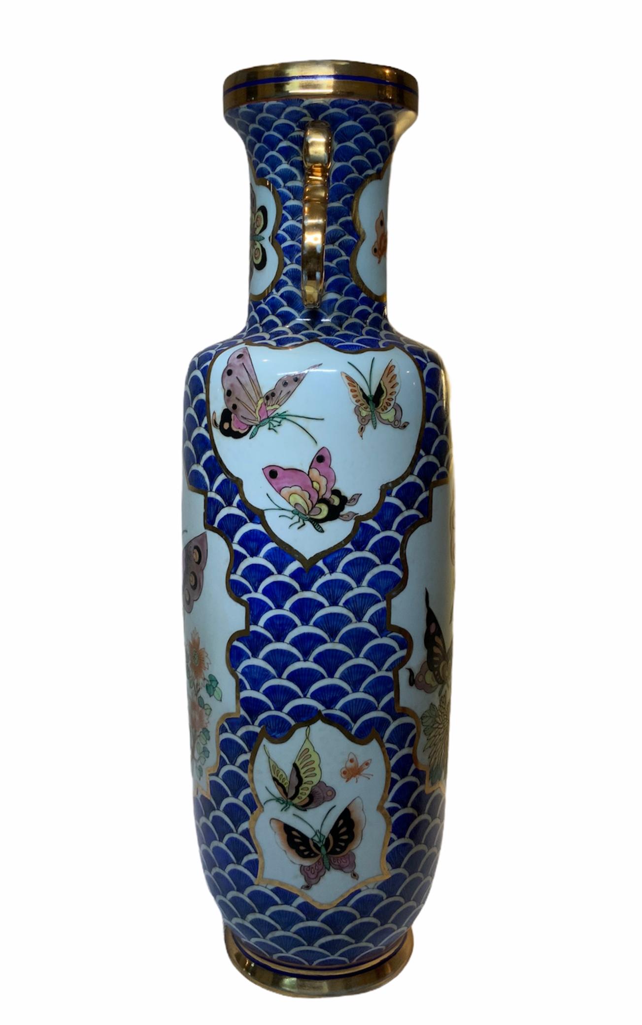 Maitland Smith Hand Painted Porcelain Tall Vase 1