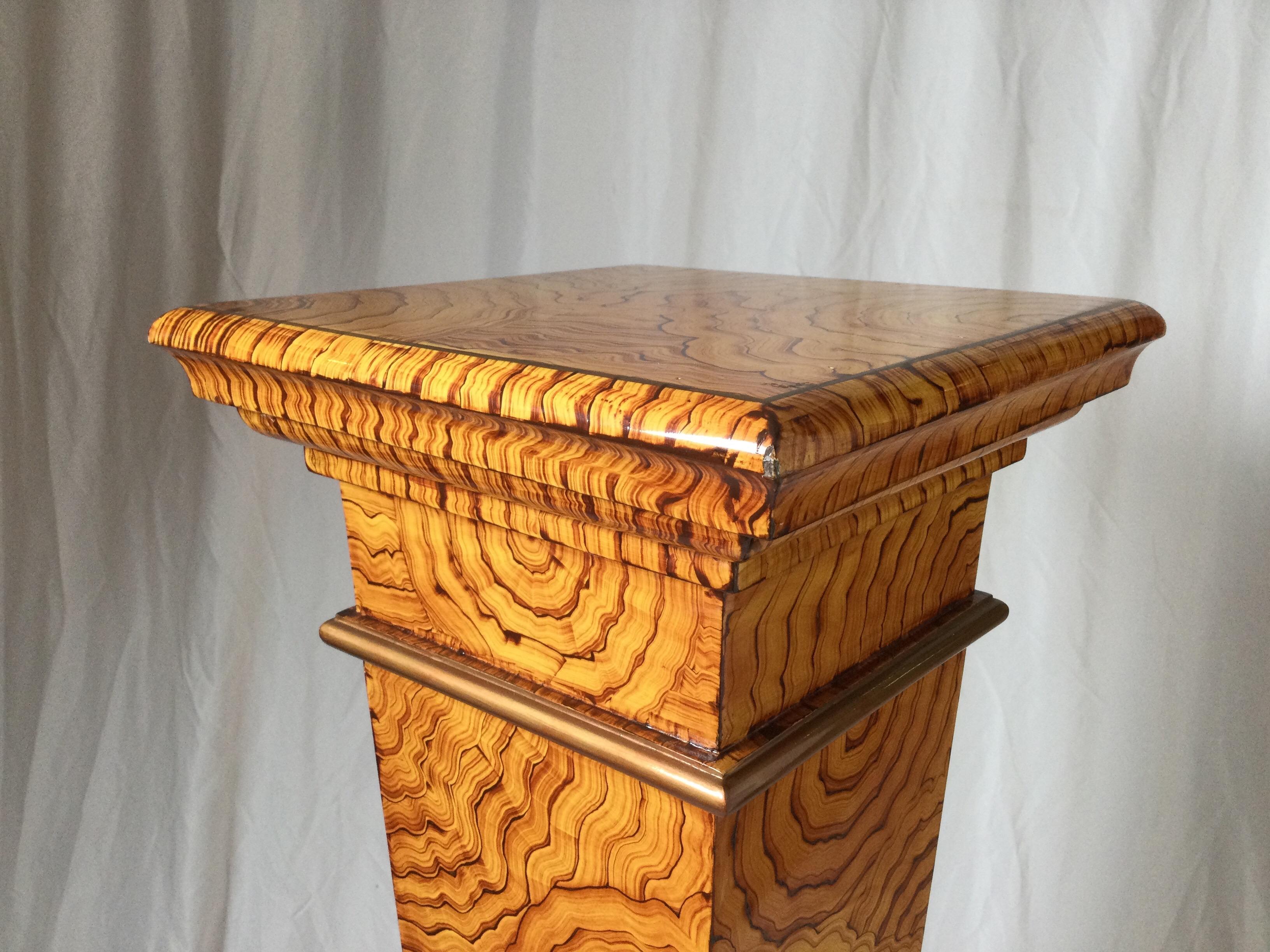 Hand-Painted Maitland Smith Hand Painted Tapered Pedestal