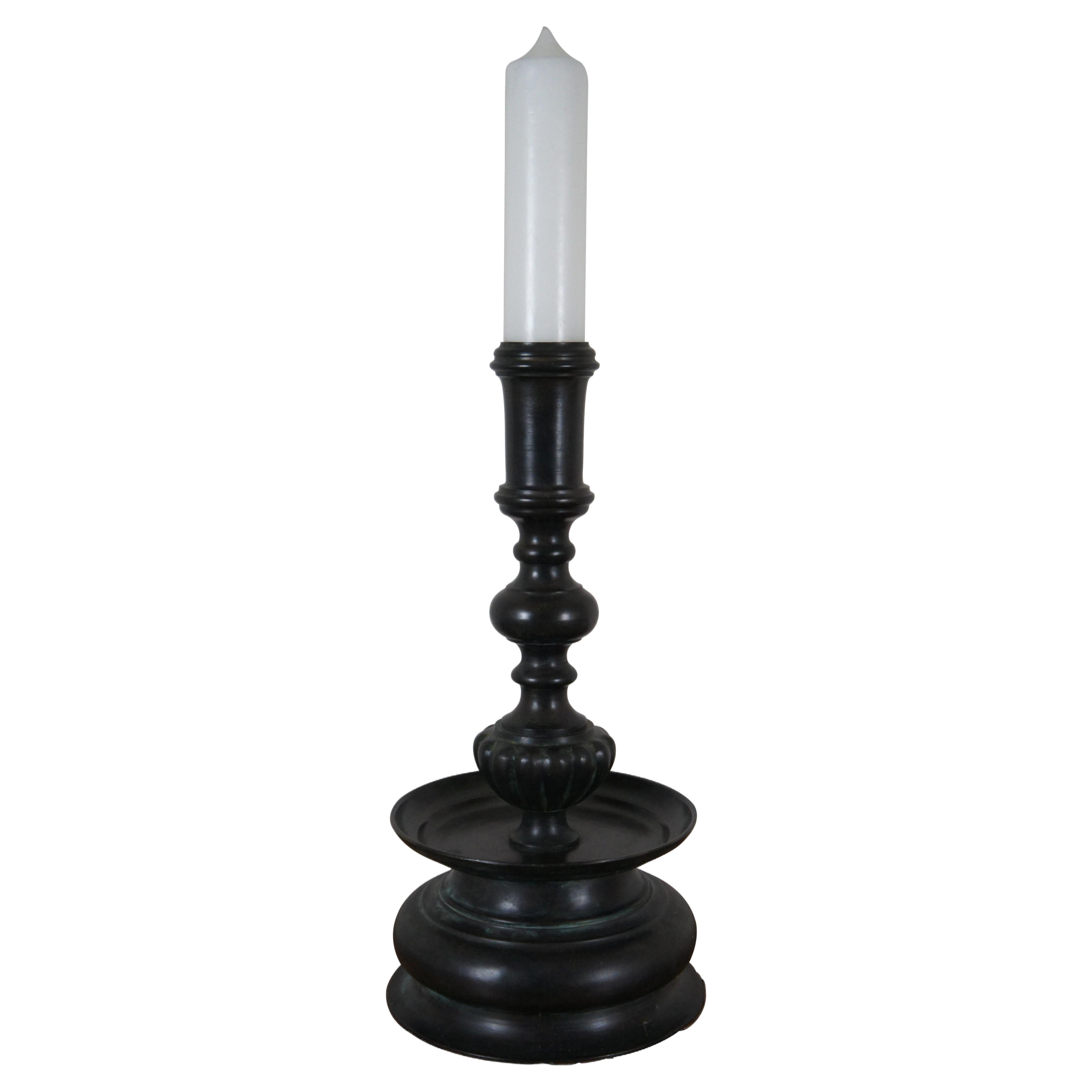Maitland Smith Heavy Bronze Altar Pillar Candlestick Candle Holder 23"
