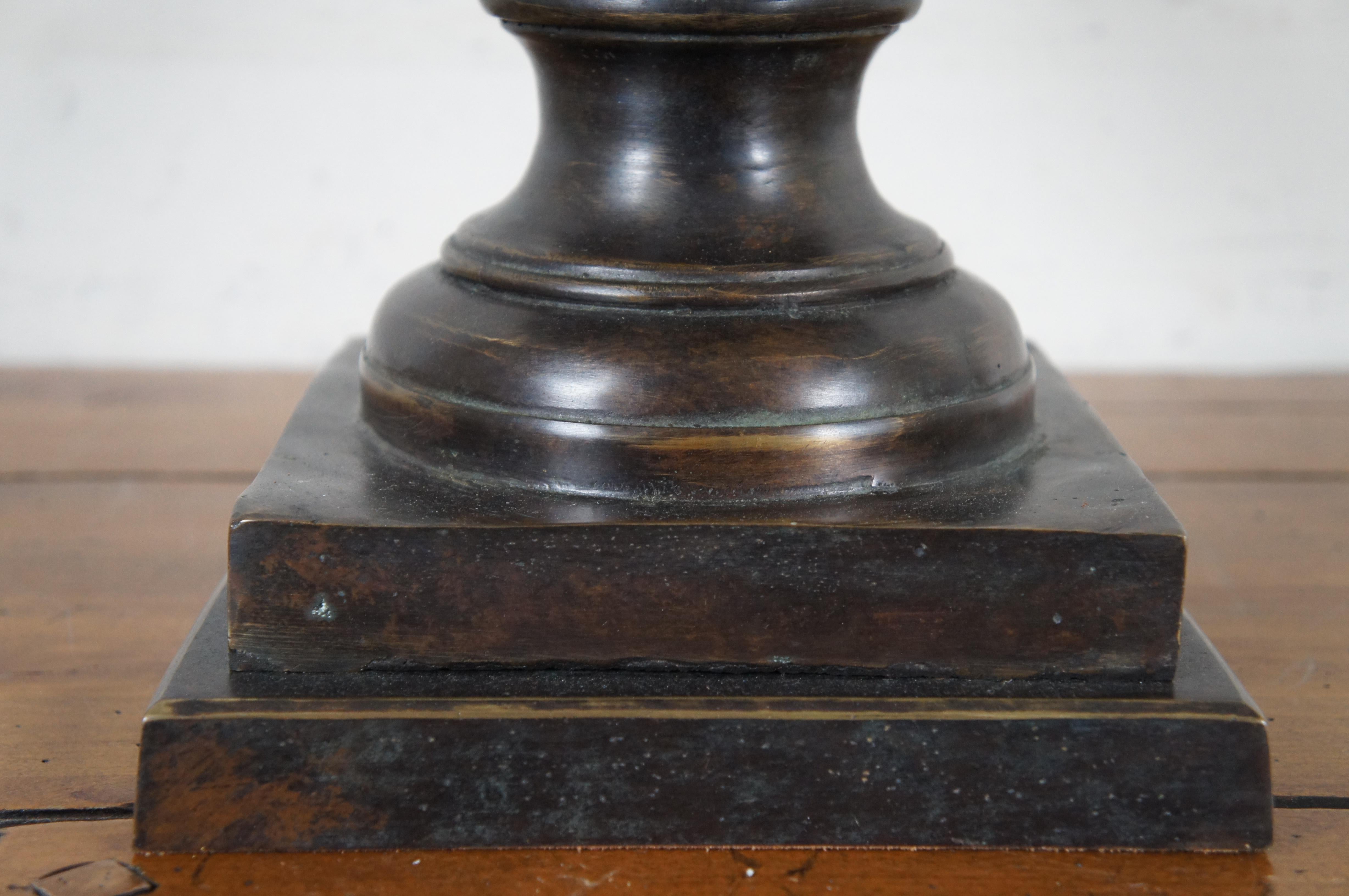 Maitland Smith Heavy Bronze Lidded Ginger Jar Mantel Urn Compote 21