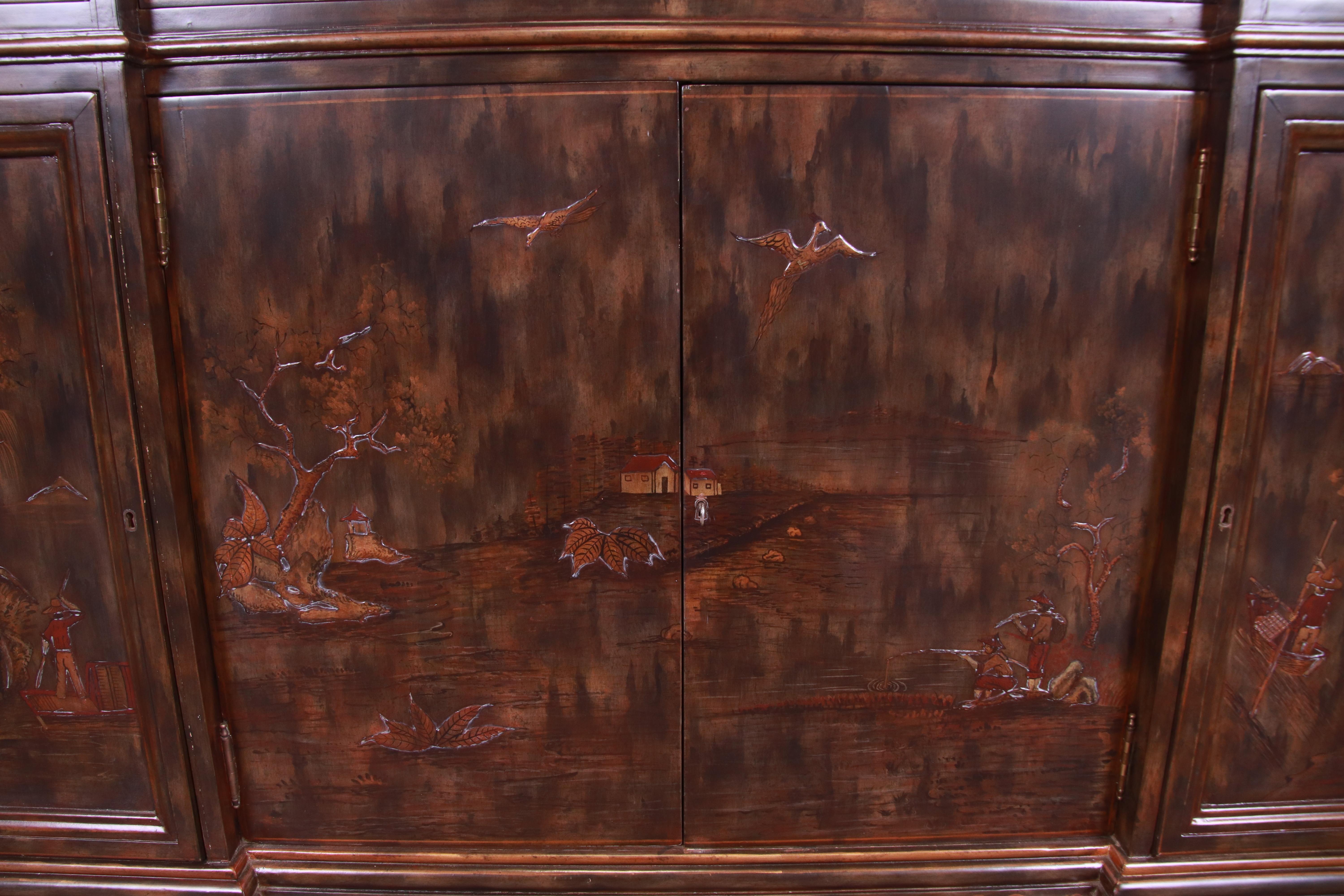 Maitland Smith Hollywood Regency Chinoiserie Marble-Top Sideboard or Bar Cabinet 5
