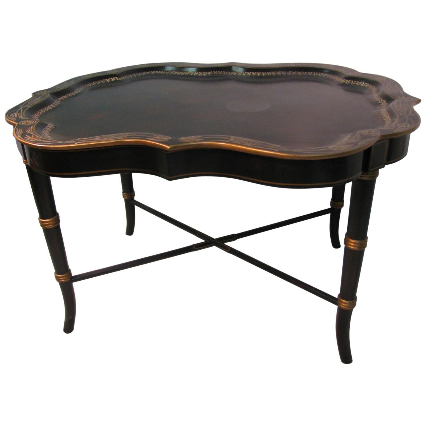Maitland-Smith Hollywood Regency Hand Painted Tray Cocktail Table