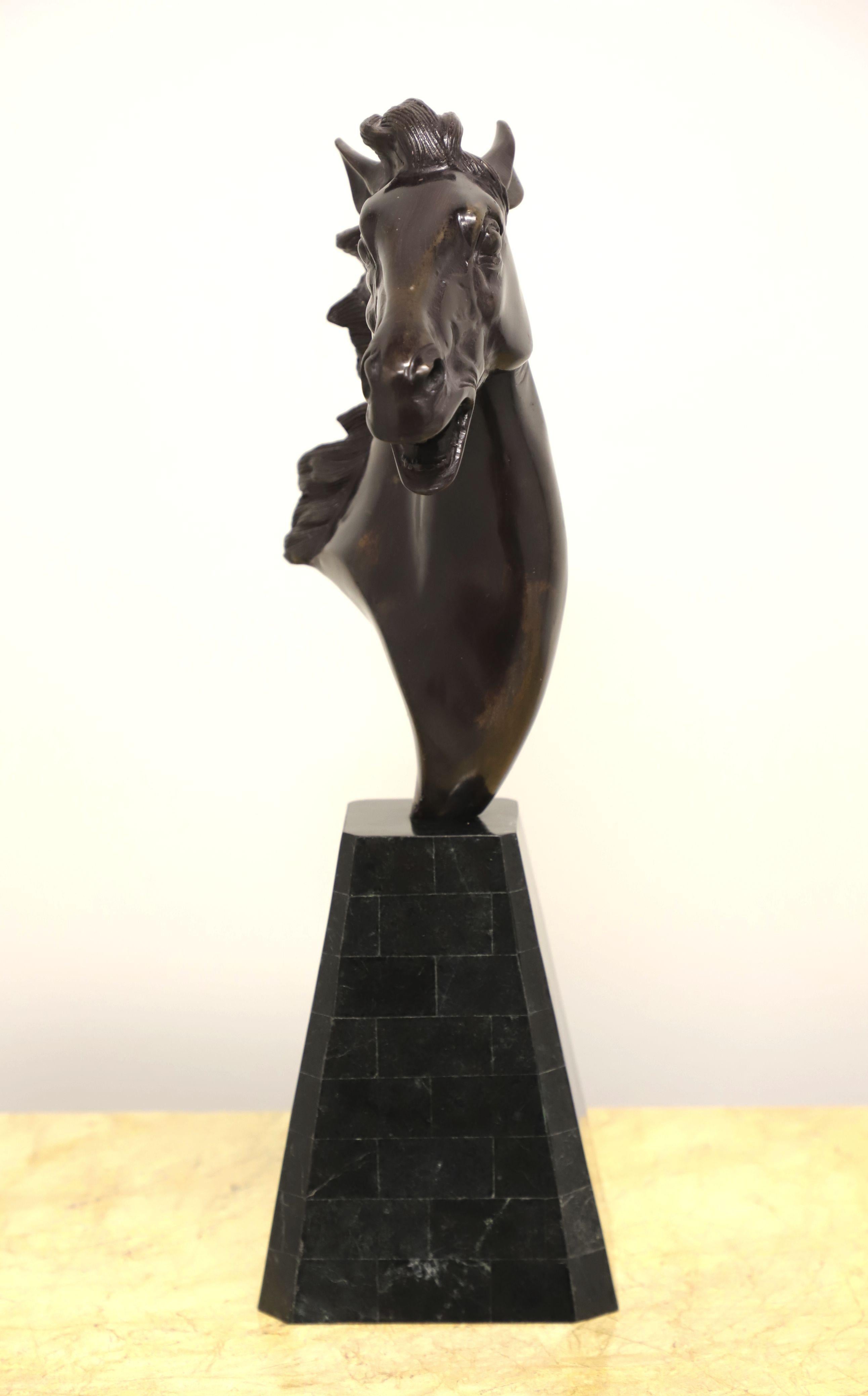 Other MAITLAND SMITH Horse Head Sculpture on Tessellated Marble Base For Sale