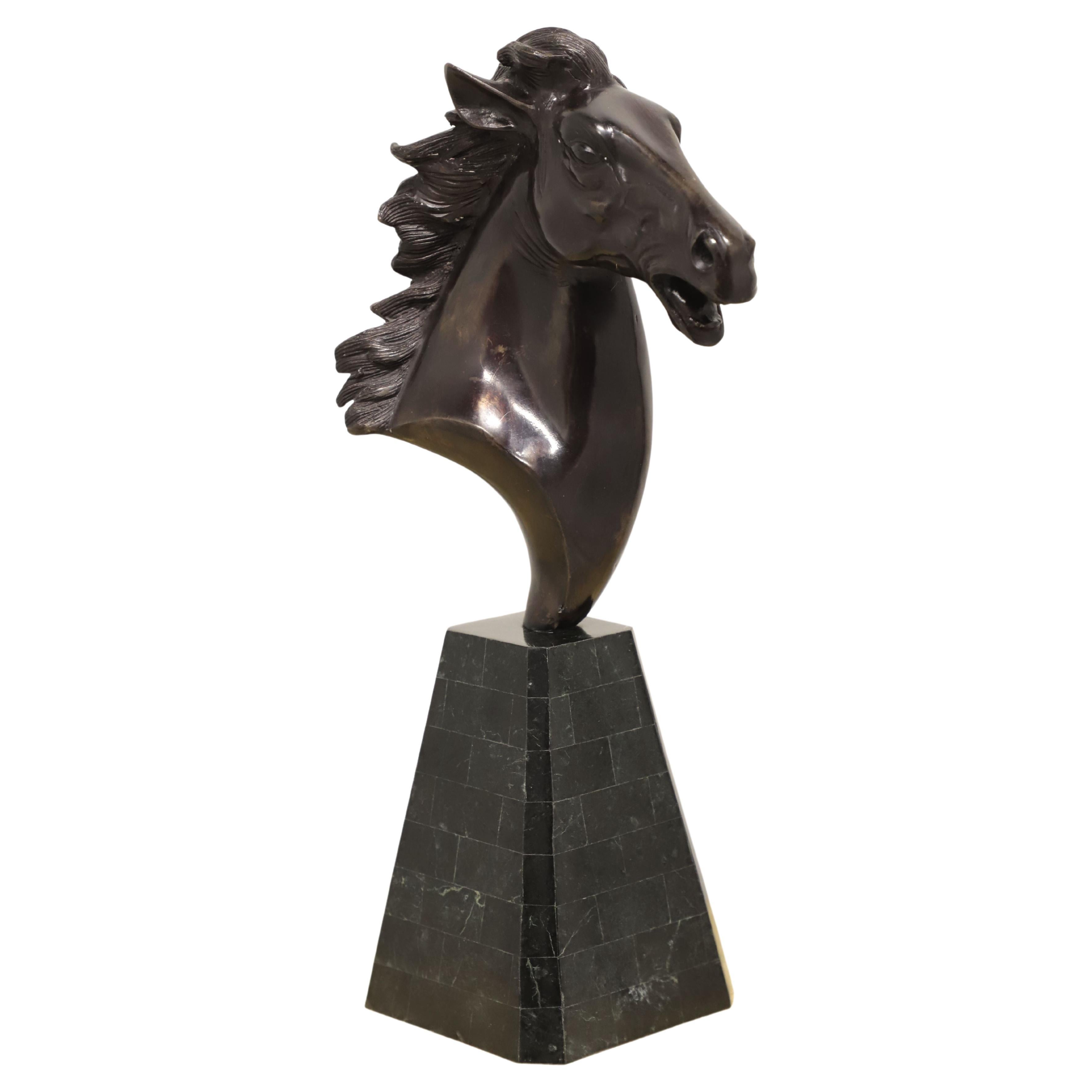MAITLAND SMITH Horse Head Sculpture on Tessellated Marble Base