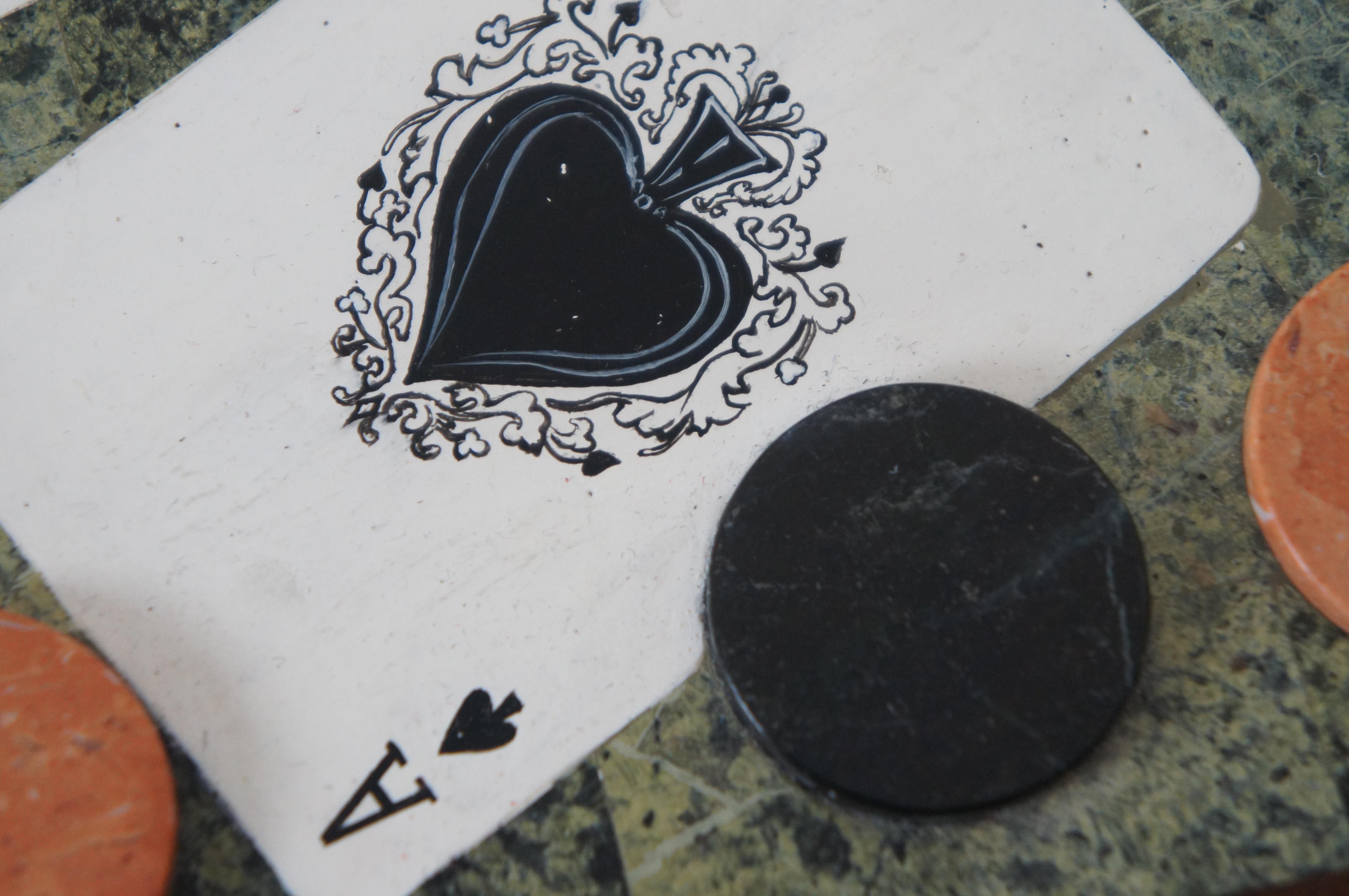 Maitland Smith Inlaid Asse hoch 4 einer Art Stone Poker Spiel Keepsake Box 15