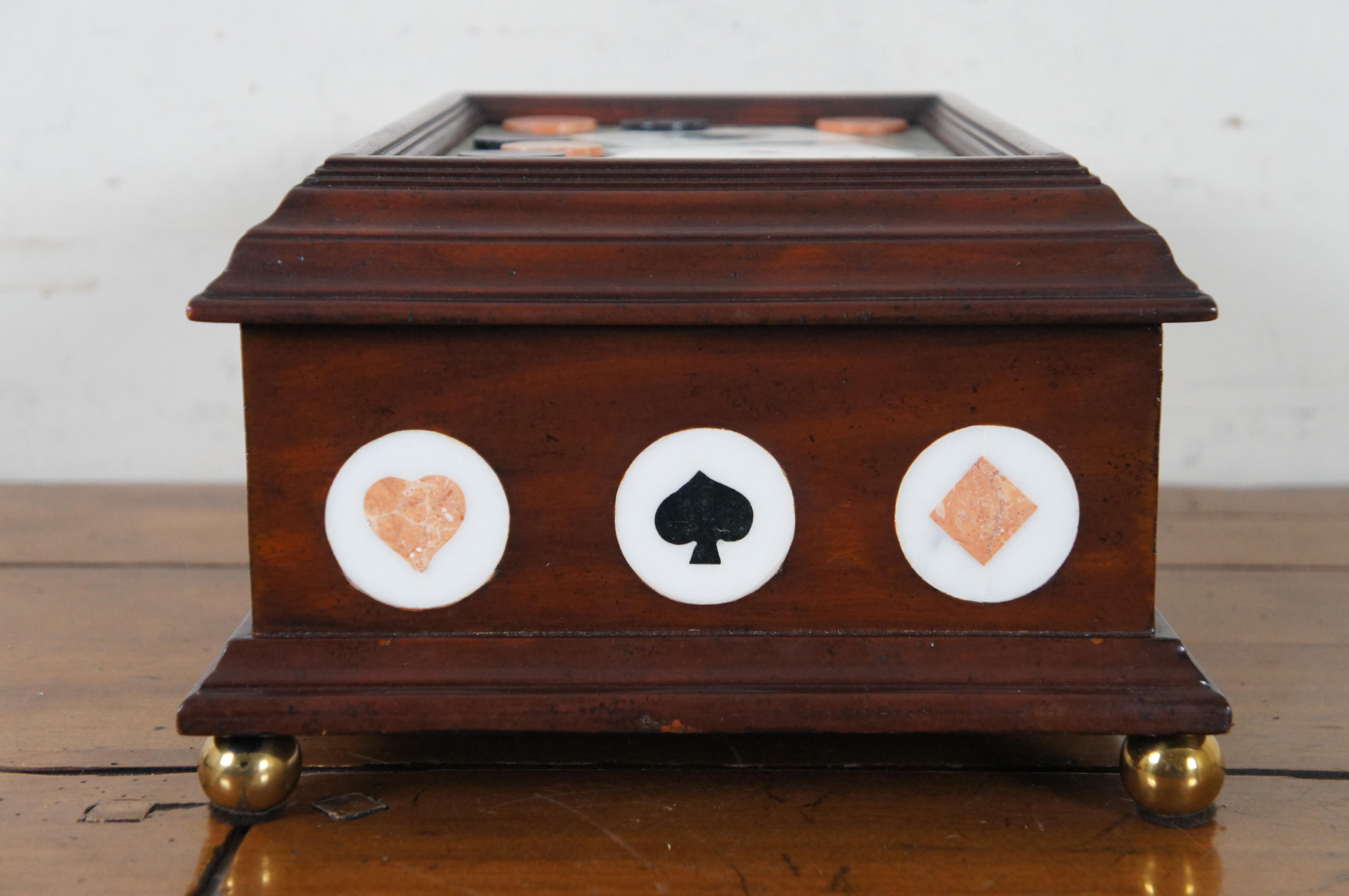 20ième siècle Maitland Smith - Boîte de poker en pierre incrustée Aces High 4 of a Kind - Keepsake Box 15